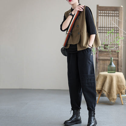 Asymmetrical Button Up Solid Casual Vest