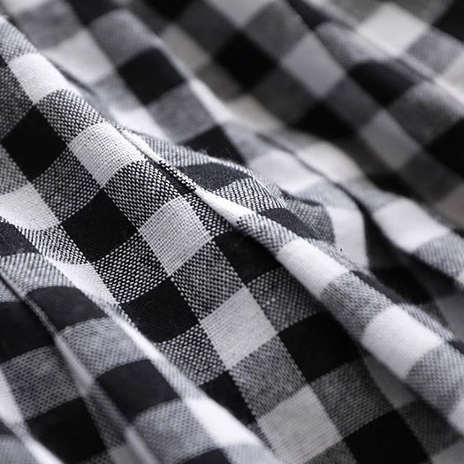 Cotton Linen High Waist Plaid A-line Skirt for Women