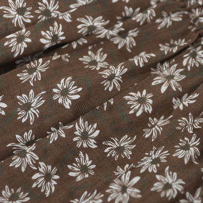 Cotton Linen Retro Floral All-match A-line Skirt