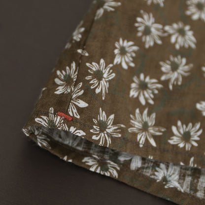 Cotton Linen Retro Floral All-match A-line Skirt