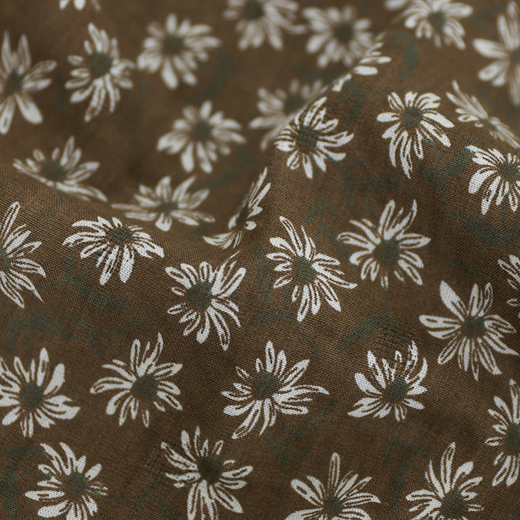 Cotton Linen Retro Floral All-match A-line Skirt