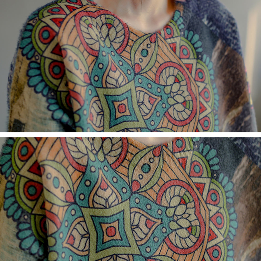 Ethnic Style Knitted Slit Women Sweater - Luckyback