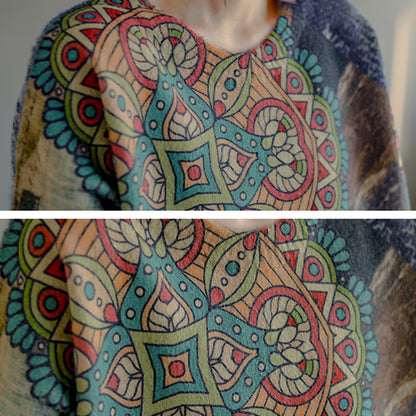 Ethnic Style Knitted Slit Women Sweater - Luckyback