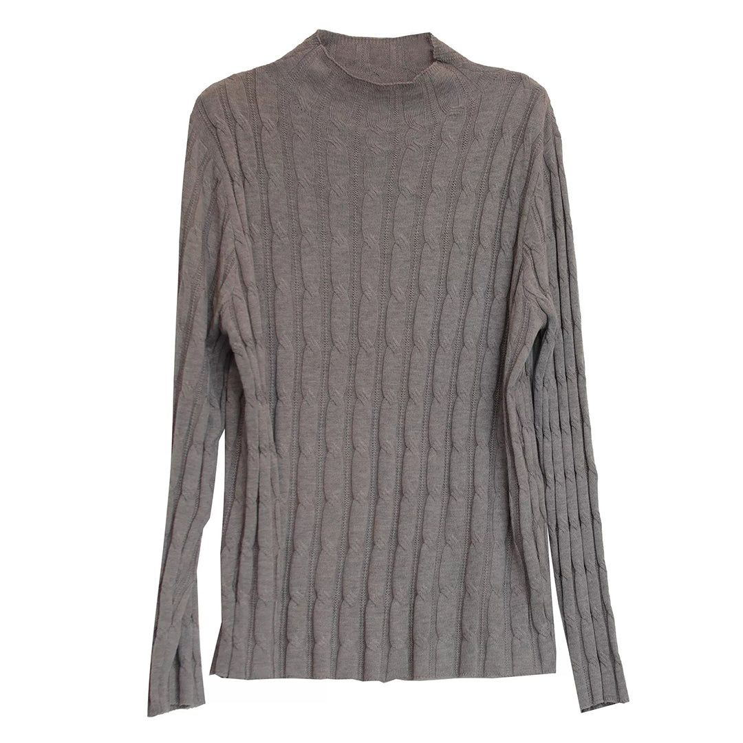 Fashion Ribbed Turtleneck Solid Thin Sweater