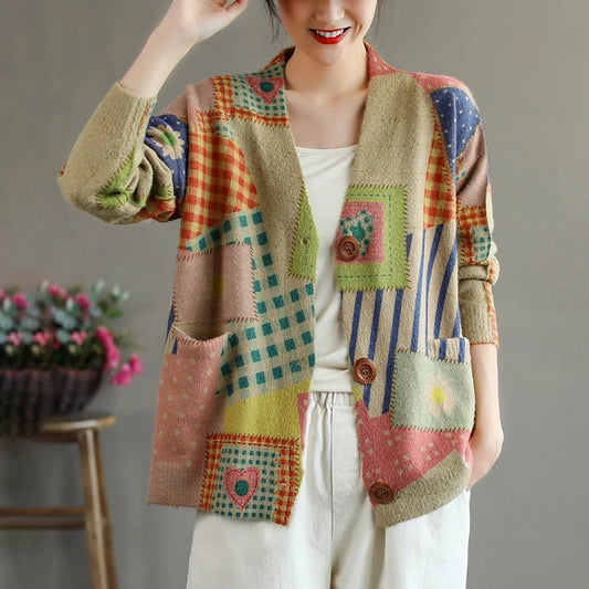 Knitted Buttoned Sweater Cardigan - Luckyback