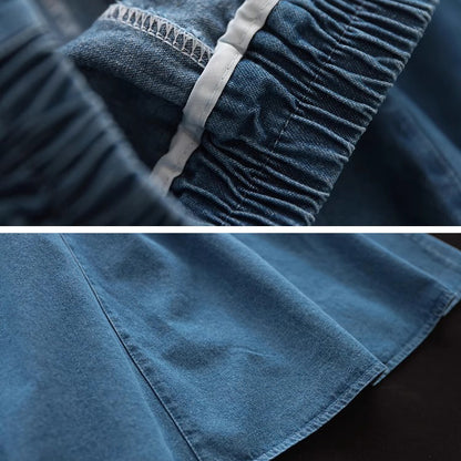 Retro Denim All-match Mid-length A-line Skirt