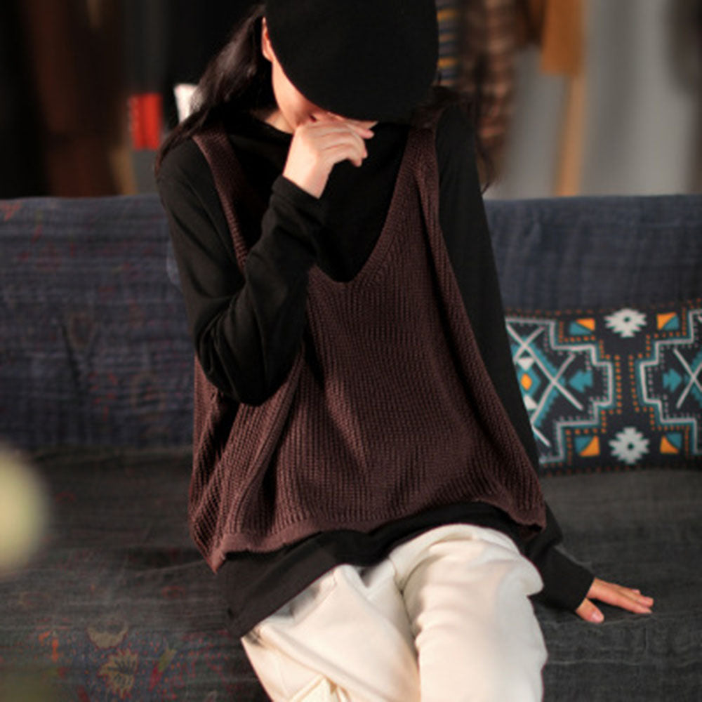 Solid Casual Knitted Vest