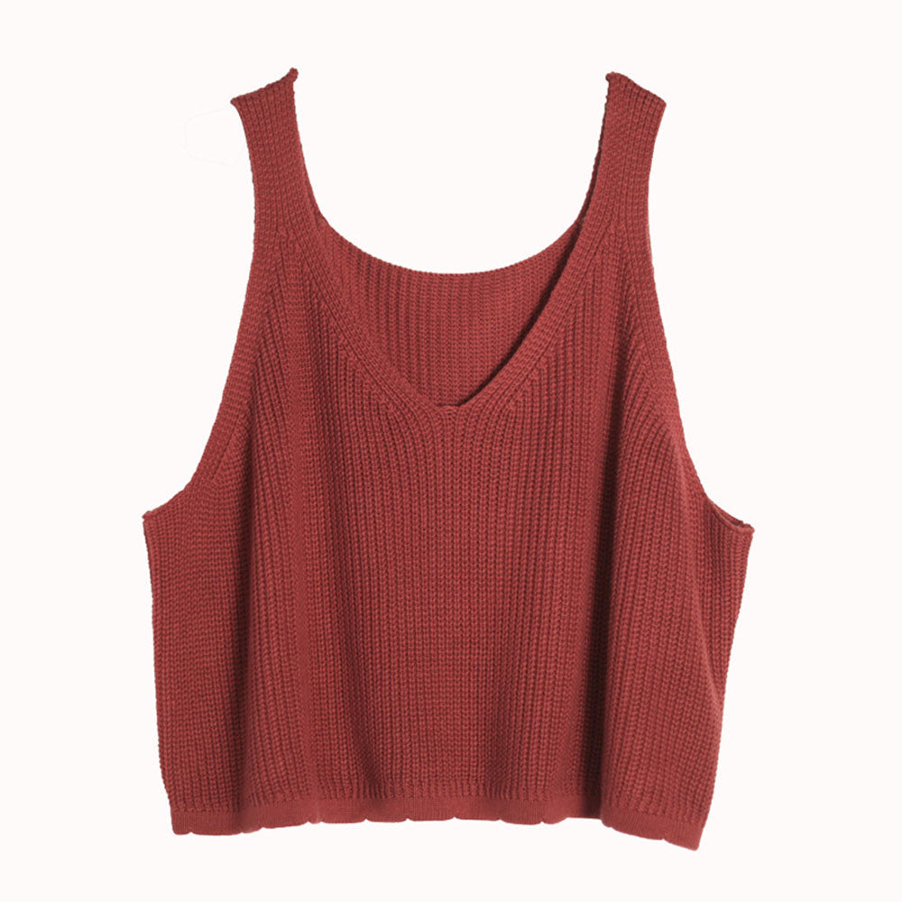 Solid Casual Knitted Vest