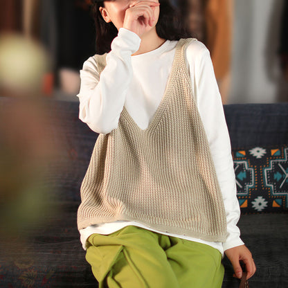 Solid Casual Knitted Vest