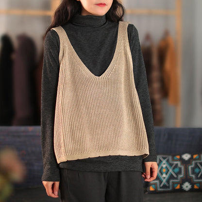 Solid Casual Knitted Vest