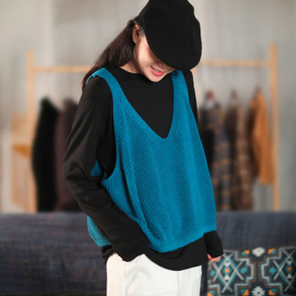 Solid Casual Knitted Vest