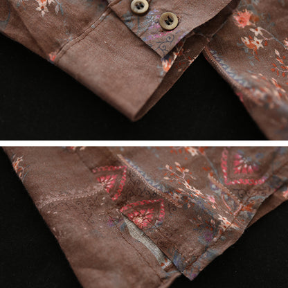 Stand Collar Ramie Long Sleeve Shirt