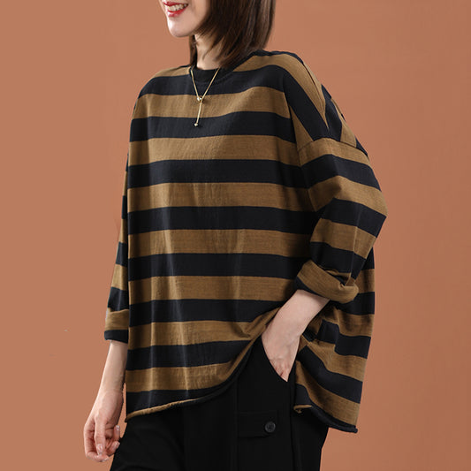 Stripes Long Sleeve Casual T-Shirt - Luckyback