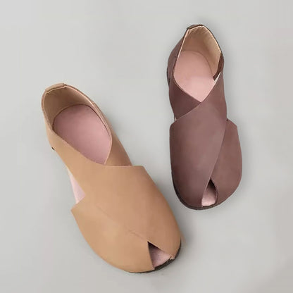 Vintage Casual Peep Toe Leather Sandals