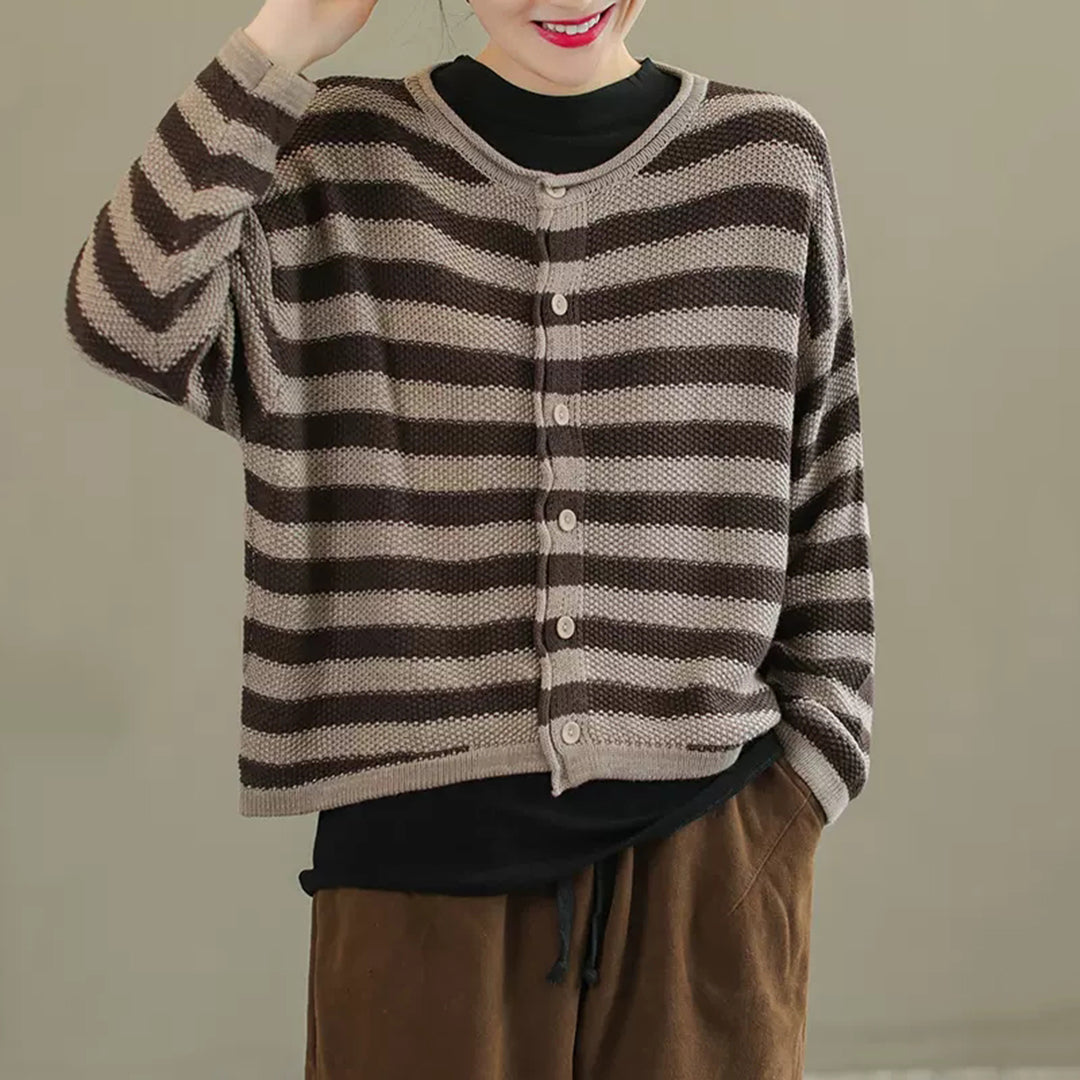 Vintage Stripes Knitted Cardigan Sweater