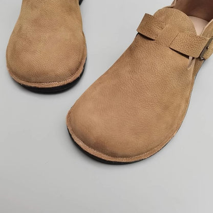 Wide Toe British Style Leather Flat Shoes