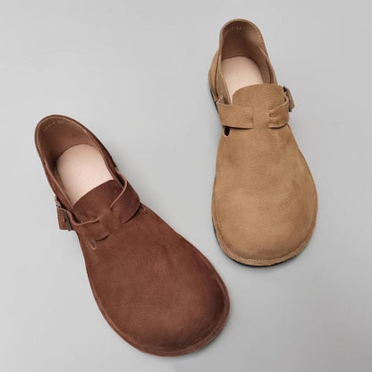 Wide Toe British Style Leather Flat Shoes