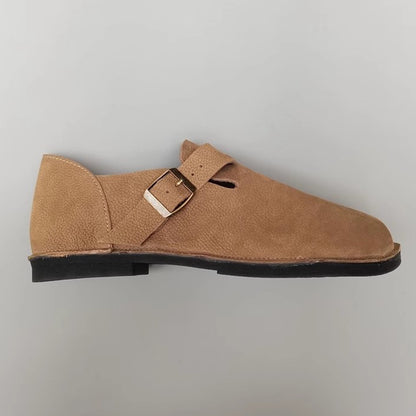 Wide Toe British Style Leather Flat Shoes