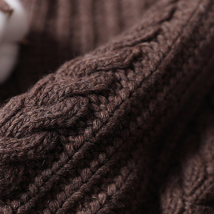 Women Knitted Solid Casual Chunky Cardigan