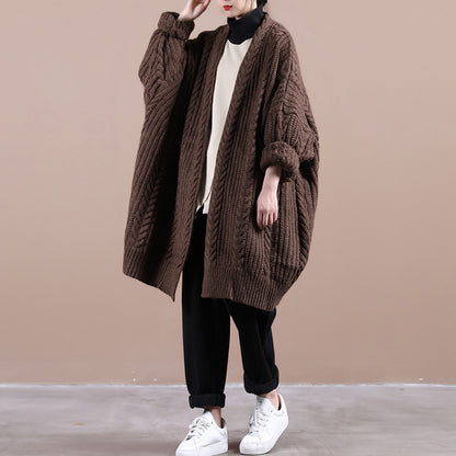 Women Knitted Solid Casual Chunky Cardigan
