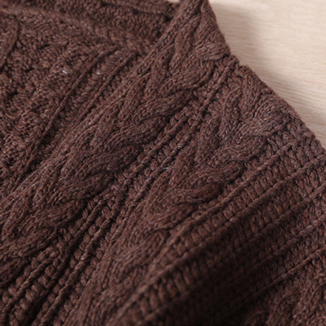 Women Knitted Solid Casual Chunky Cardigan