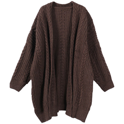 Women Knitted Solid Casual Chunky Cardigan