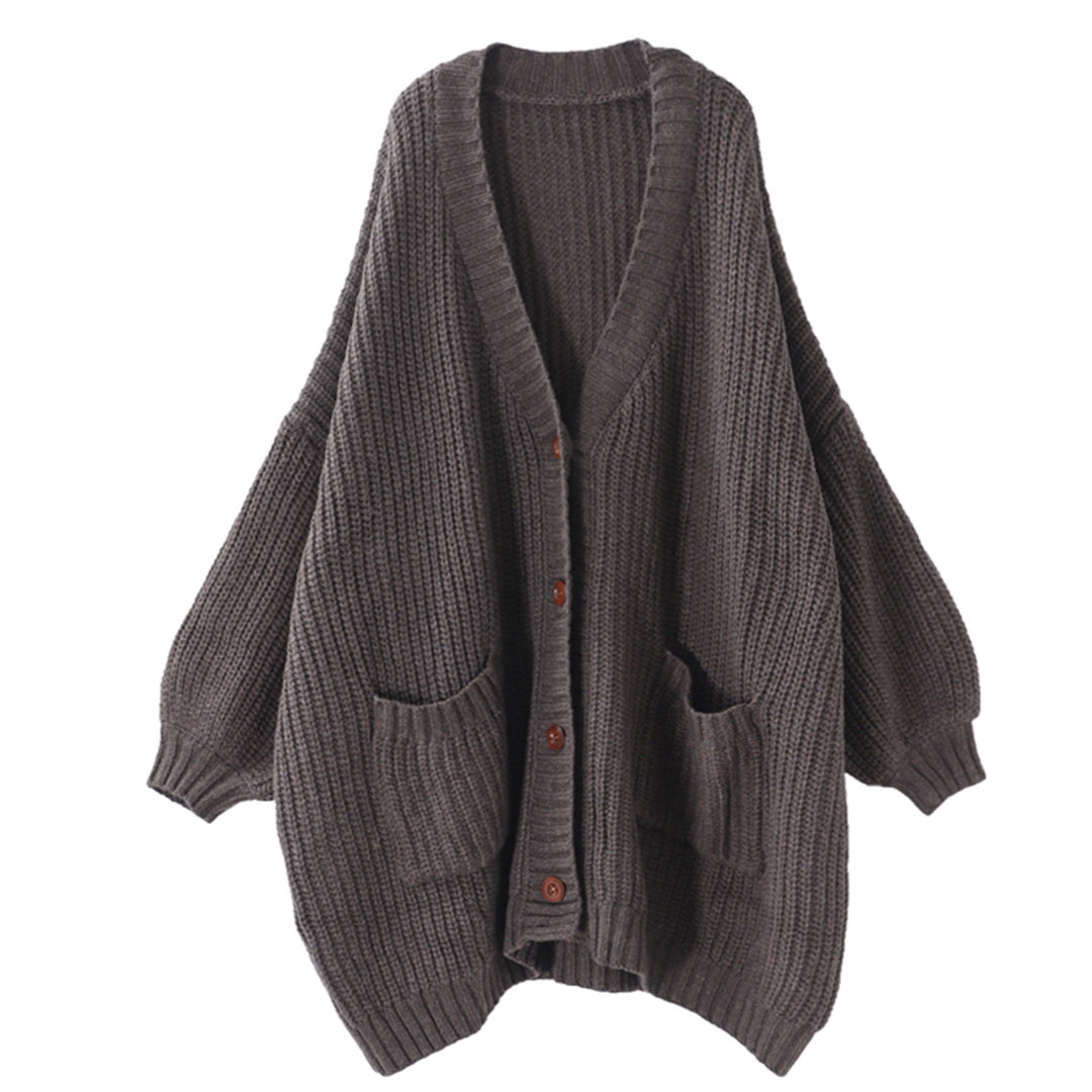 Women Lantern Sleeve Knitted Cardigan