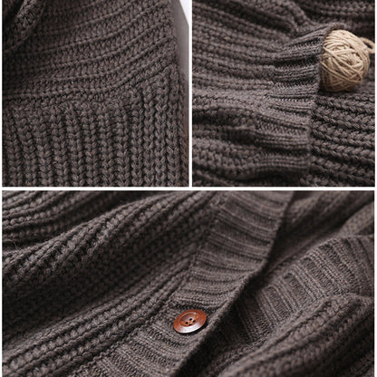 Women Lantern Sleeve Knitted Cardigan