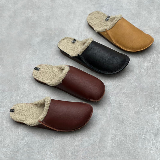 Women Plush Leather Slippers